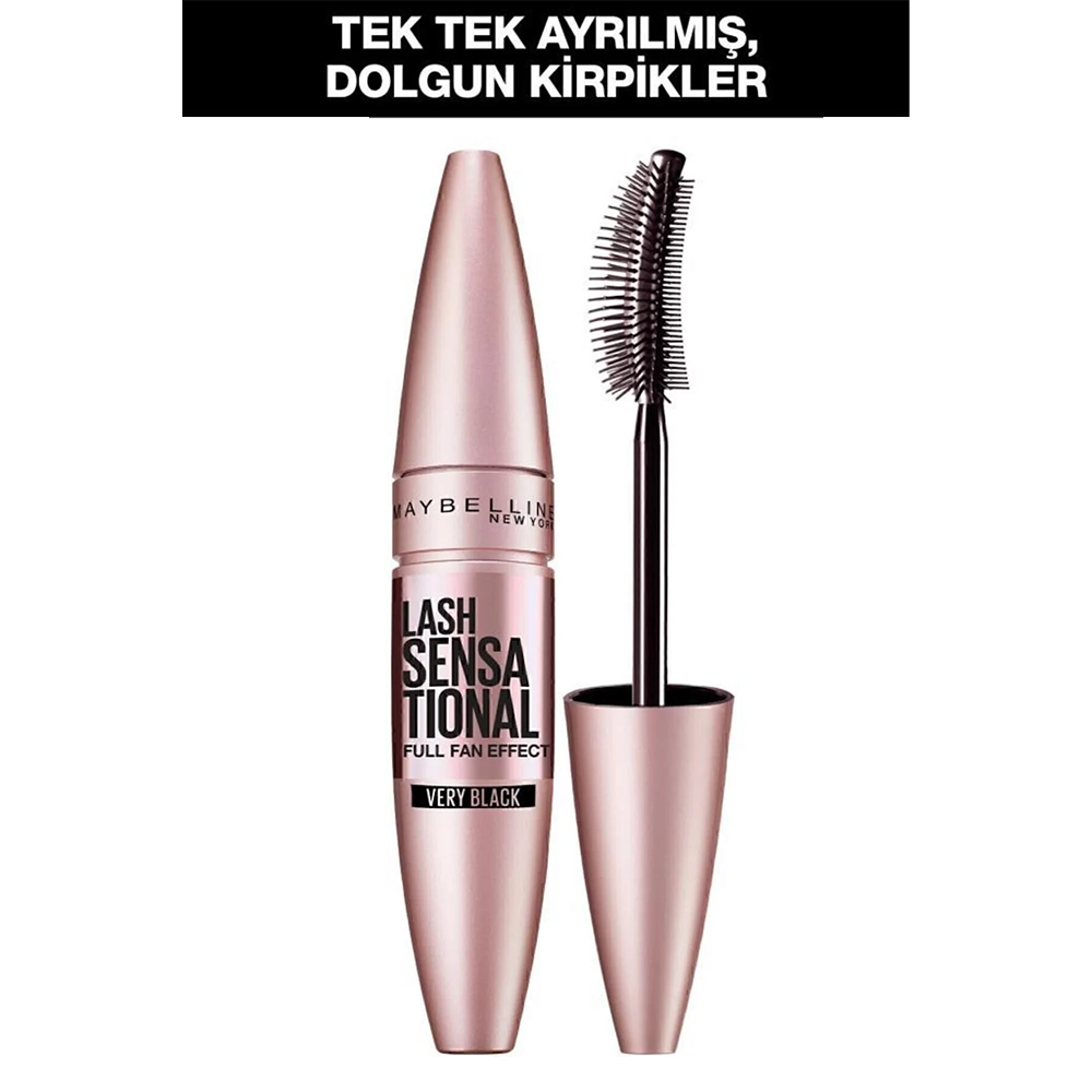 Maybelline New York Lash Sensational Yelpaze Etkili Siyah Maskara Very Black 1