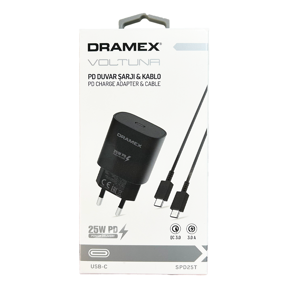 Dramex Spd25T 3A 25W Type-C To Type-C Kablo Hızlı+Adaptör