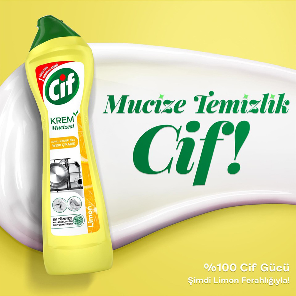 Cif Krem Yüzey Temizleyici Limon Kokulu 500 Ml