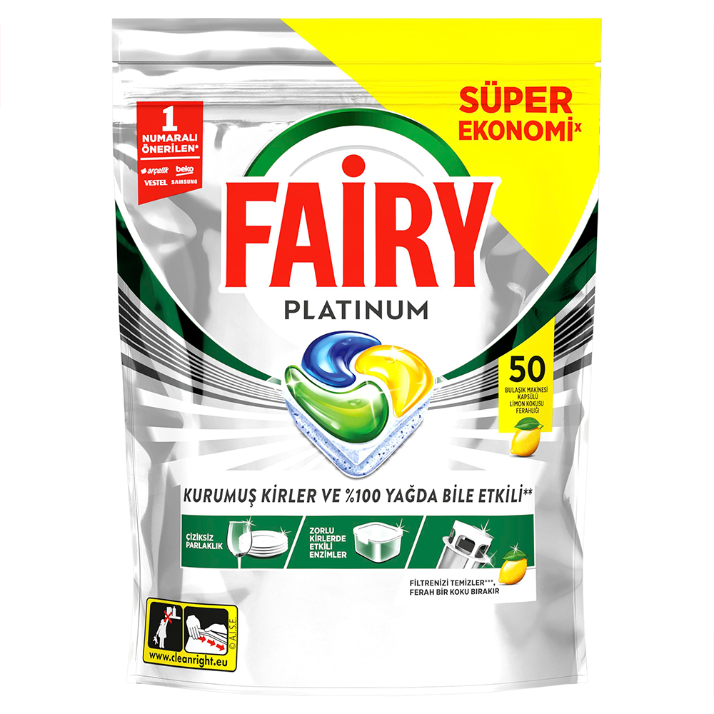 Fairy Platinum Bulaşık Makinesi Tableti Kapsülü 50 Yıkama