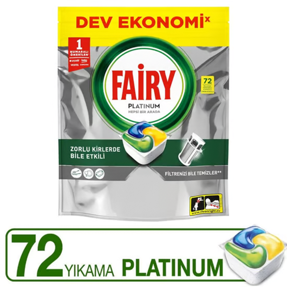 Fairy Platinum Bulaşık Makinesi Tableti Kapsülü 72 Yıkama