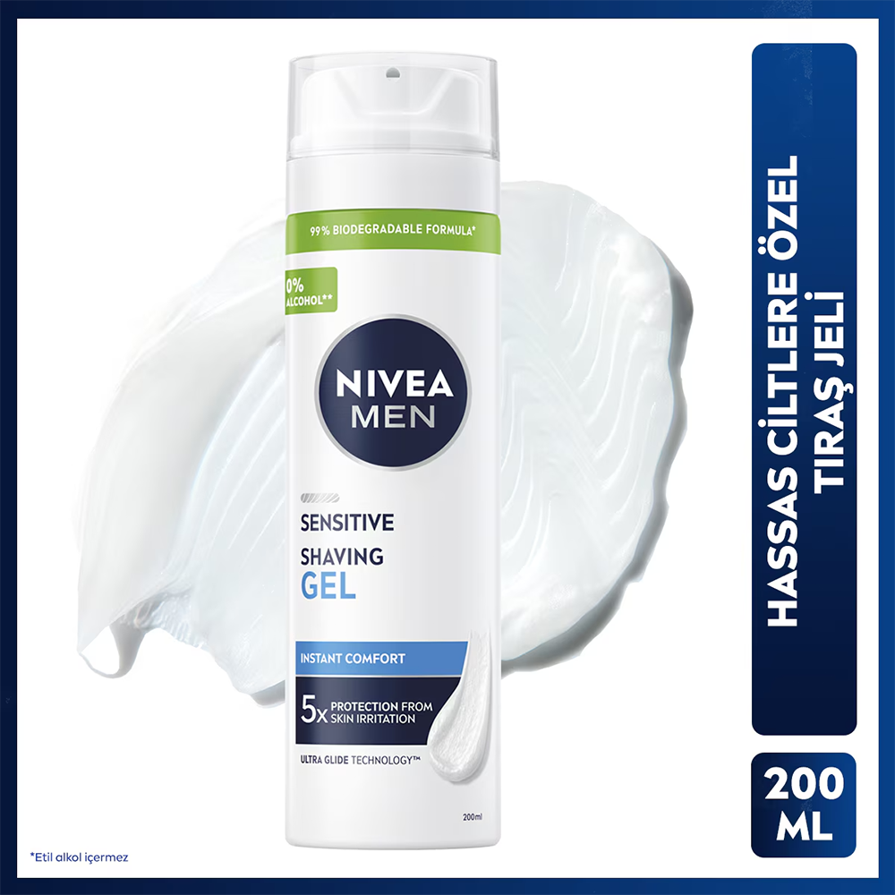 Nivea Men Tıraş Jeli Hassas Ciltler İçin Alkolsüz %0