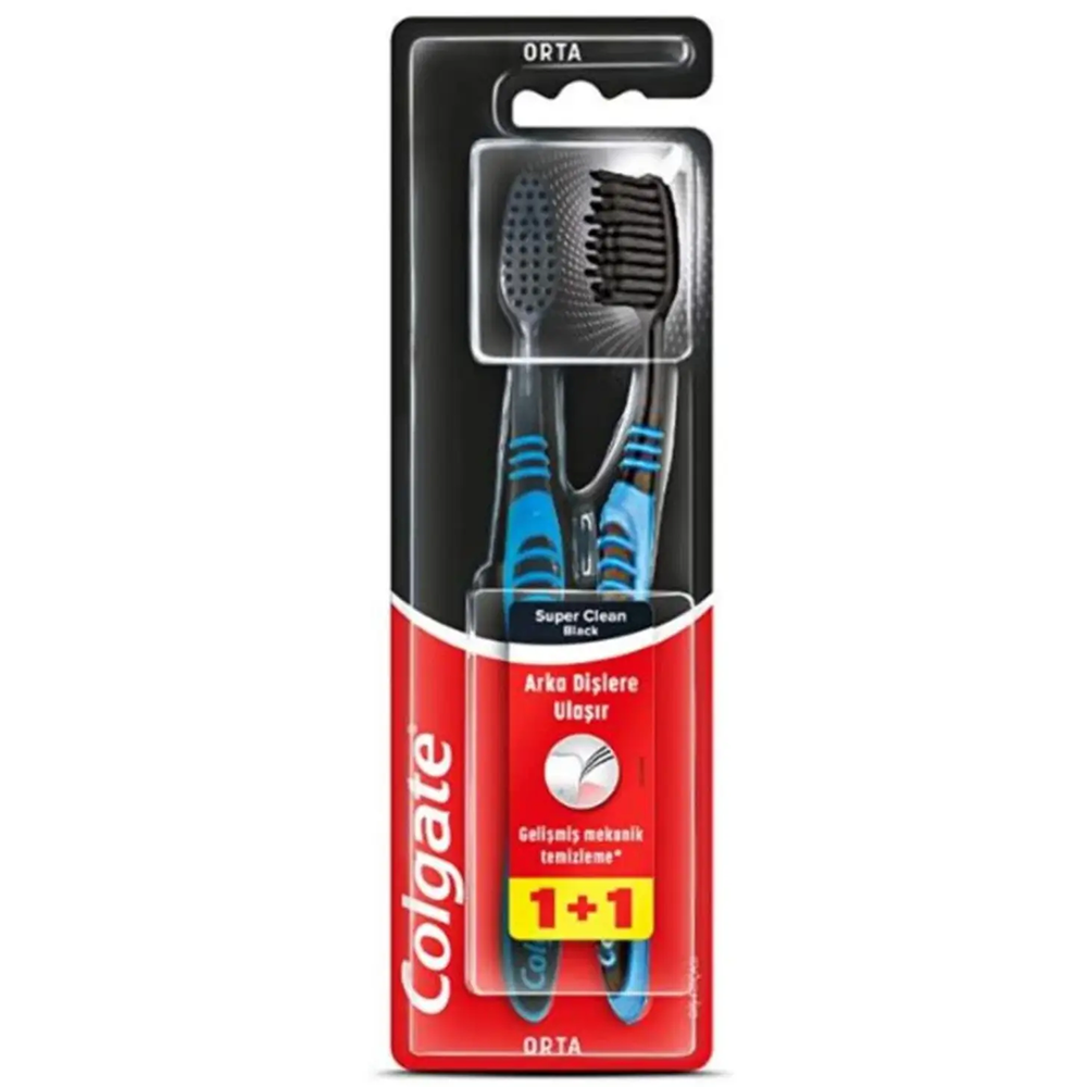 Colgate Diş Fırçası 1+1 Super Clean Black (Orta)