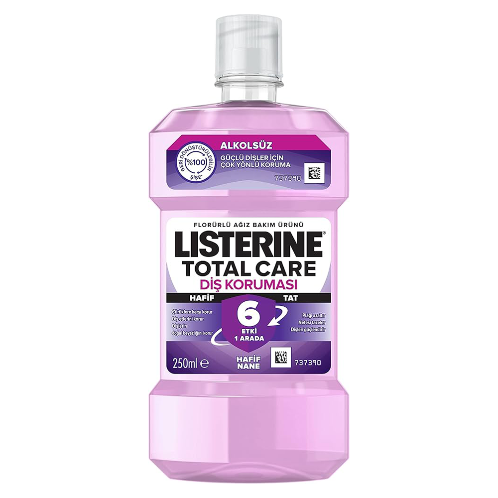Listerine 250 Ml Total Care Diş Koruması Alkolsüz (Mor) Ağız Bakım Suyu
