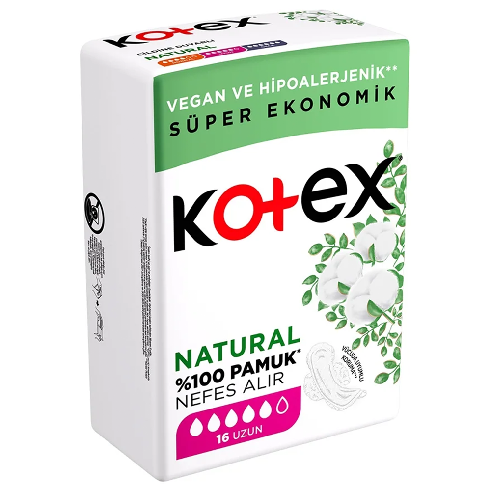 Kotex Dörtlü Natural Uzun 16 Adetli Hijyenik Ped