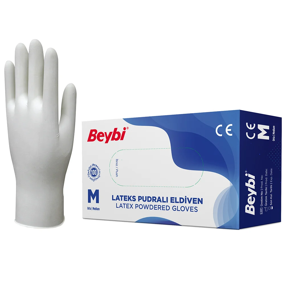 Beybi Lateks Muayene Eldiveni 100 Lü Pudralı M
