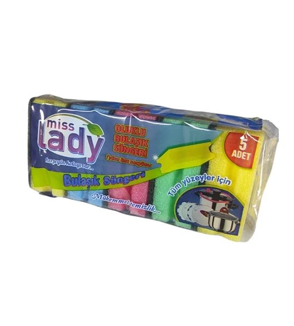 Miss Lady Bulaşık Süngeri 5 Li Oluklu