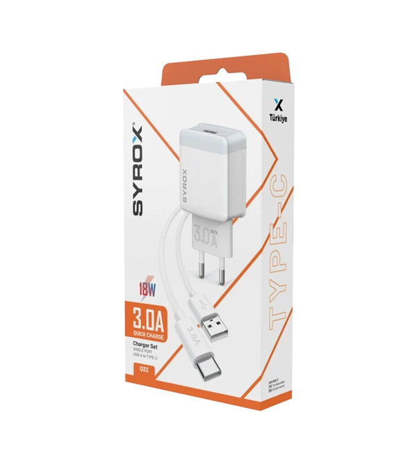 SYROX Q32 3A+18W TYPE-C HIZLI ŞARJ+ADAPTÖR
