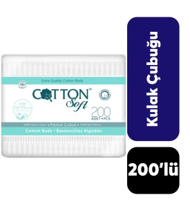 Cotton Soft Kulak Pamuğu 200 Lü Dikdörtgen