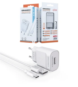 DRAMEX D21T 2.1A TYPE-C ŞARJ KABLO+ADAPTÖR