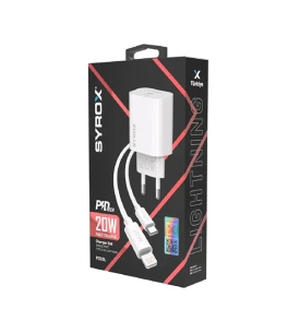 SYROX PD20L 3A+20W LİGHTNİNG TO TYPE-C HIZLI ŞARJ+ADAPTÖR