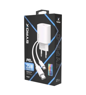 SYROX PD25T 3A+25W TYPE-C TO TYPE-C HIZLI+ADAPTÖR