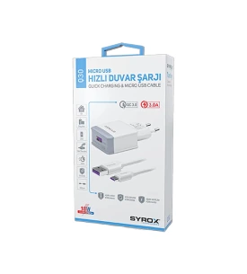 SYROX Q30 3A+18W MİCRO HIZLI ŞARJ+ADAPTÖR